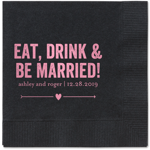 Married Fun Napkins, Pink, Black, Blush
