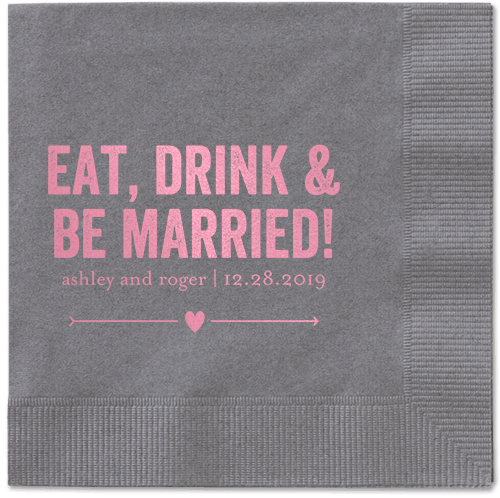Married Fun Napkins, Pink, Pewter, Blush