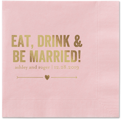 Married Fun Napkins, Yellow, Blush, Gold