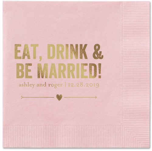 Married Fun Napkins, Yellow, Blush