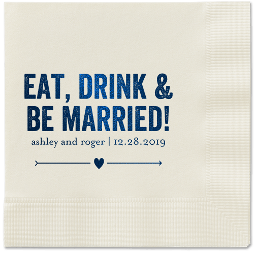 Married Fun Napkins, Blue, Ecru, Midnight