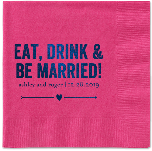 Married Fun Napkins, Blue, Magenta, Midnight