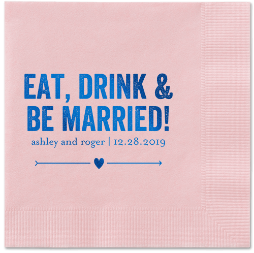 Married Fun Napkins, Blue, Blush