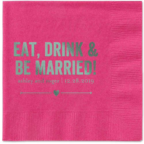 Married Fun Napkins, Green, Magenta