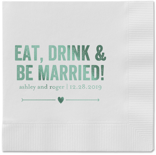 Married Fun Napkins, Green, White