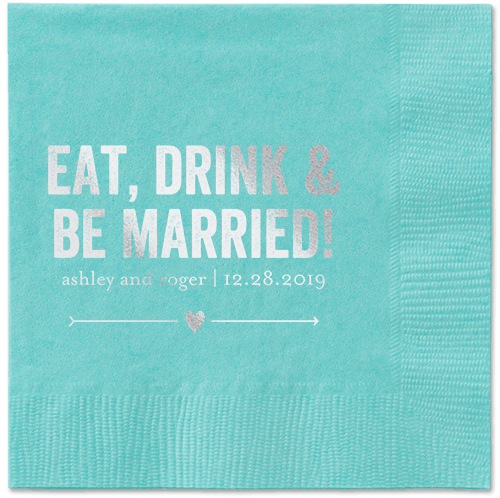 Married Fun Napkins, Grey, Aqua, Silver