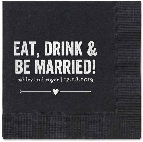 Married Fun Napkins, White, Black