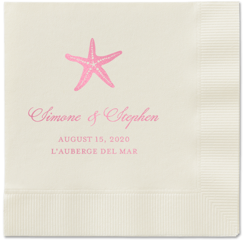 Stylish Starfish Napkins, Pink, Ecru