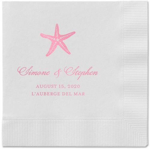 Stylish Starfish Napkins, Pink, White