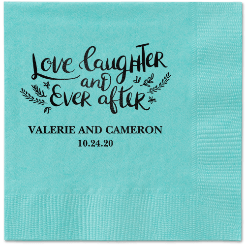 Love And Laughter Forever Napkins, Black, Aqua