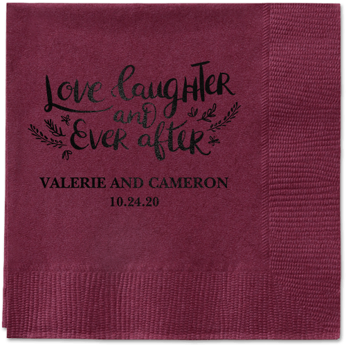 Love And Laughter Forever Napkins, Black, Berry