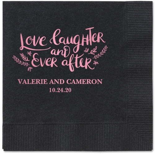 Love And Laughter Forever Napkins, Pink, Black