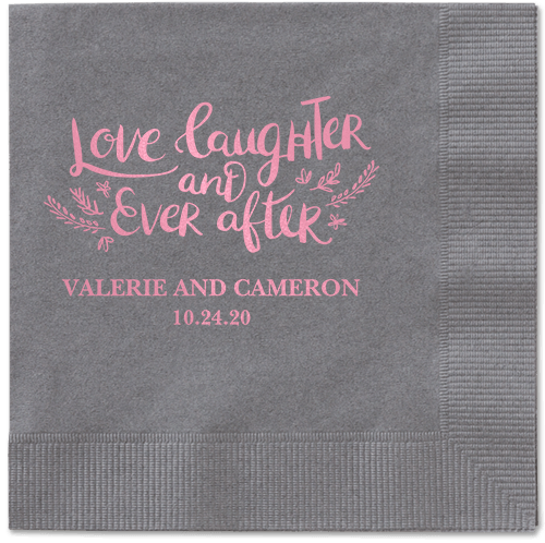 Love And Laughter Forever Napkins, Pink, Pewter