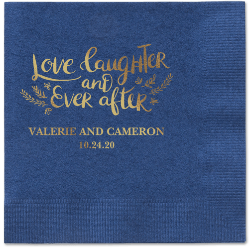 Love And Laughter Forever Napkins, Yellow, Navy