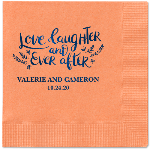 Love And Laughter Forever Napkins, Blue, Coral, Midnight