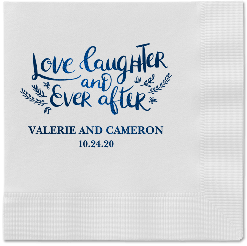Love And Laughter Forever Napkins, Blue, White, Midnight