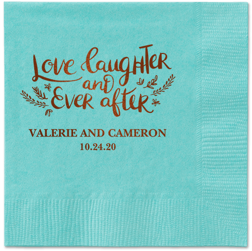 Love And Laughter Forever Napkins, Brown, Aqua