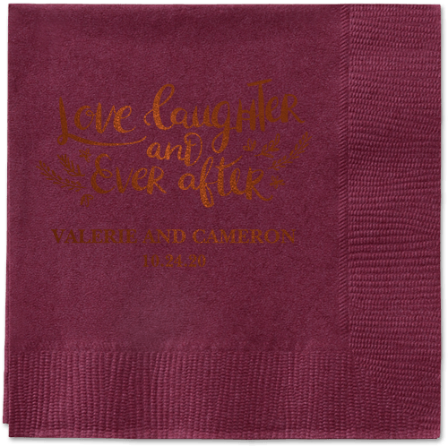 Love And Laughter Forever Napkins, Brown, Berry