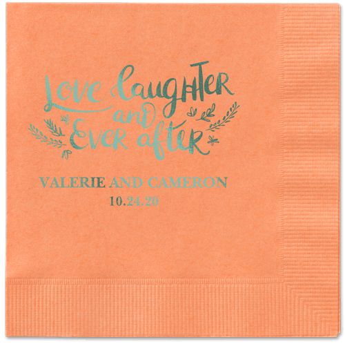 Love And Laughter Forever Napkins, Green, Coral, Sage