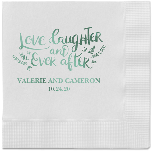 Love And Laughter Forever Napkins, Green, White, Sage
