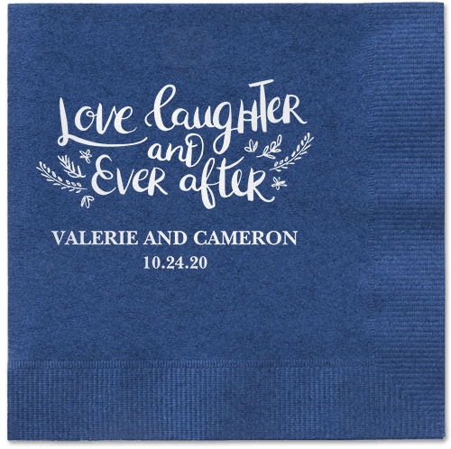 Love And Laughter Forever Napkins, White, Navy, White