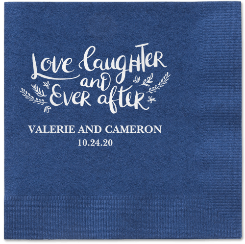 Love And Laughter Forever Napkins, White, Navy