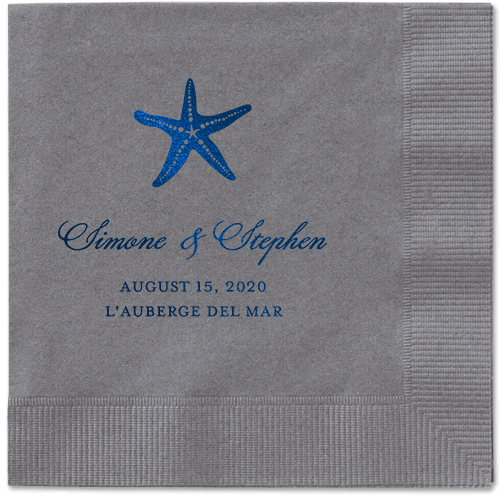 Stylish Starfish Napkins, Blue, Pewter, Midnight