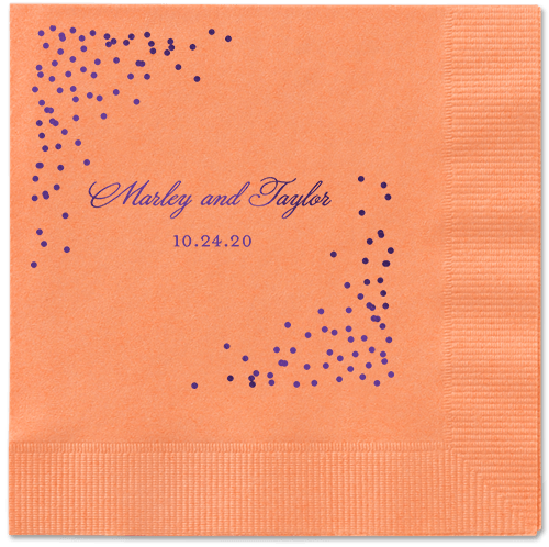 Confetti Greeting Napkins, Purple, Coral, Purple
