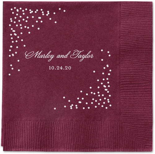 Confetti Greeting Napkins, White, Berry