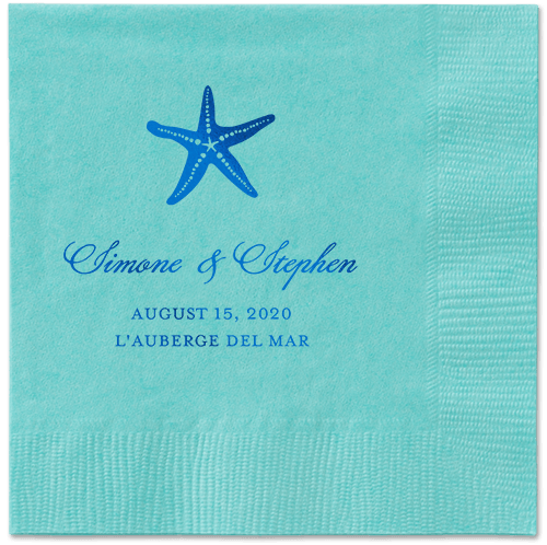 Stylish Starfish Napkins, Blue, Aqua, Royal