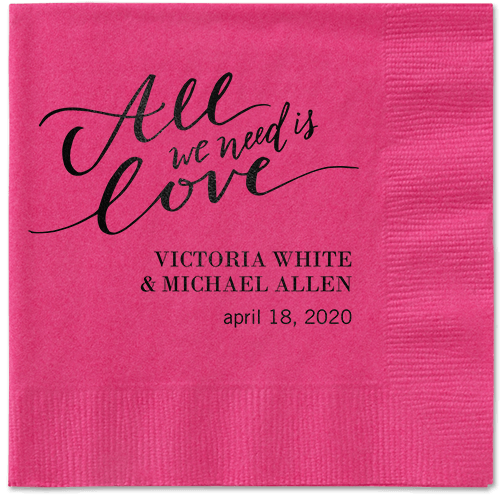 Lovely Scripted Napkins, Black, Magenta