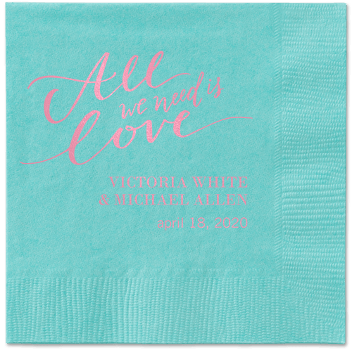 Lovely Scripted Napkins, Pink, Aqua, Blush