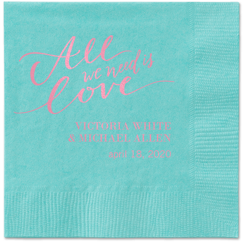 Lovely Scripted Napkins, Pink, Aqua