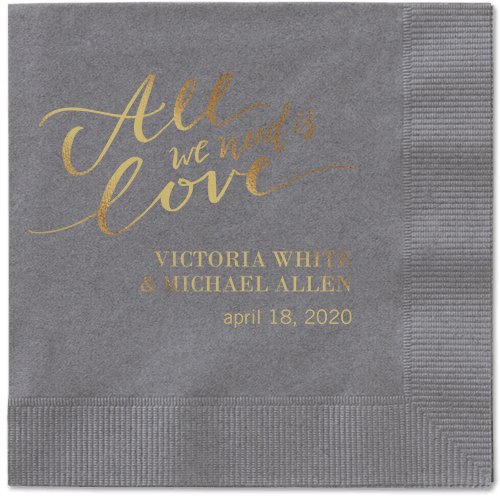 Lovely Scripted Napkins, Yellow, Pewter