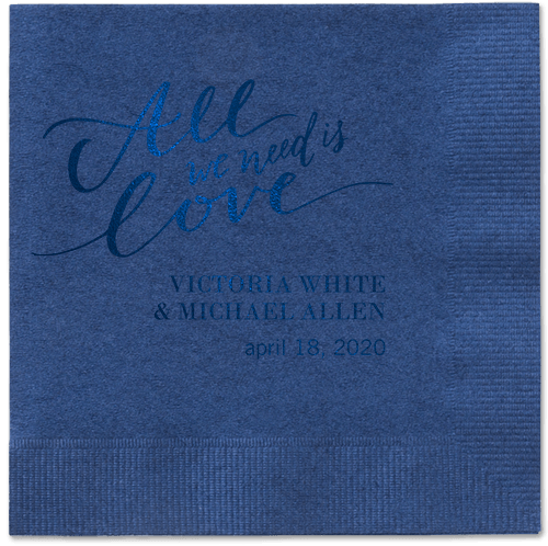 Lovely Scripted Napkins, Blue, Navy