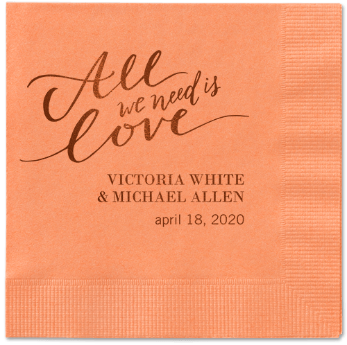Lovely Scripted Napkins, Brown, Coral
