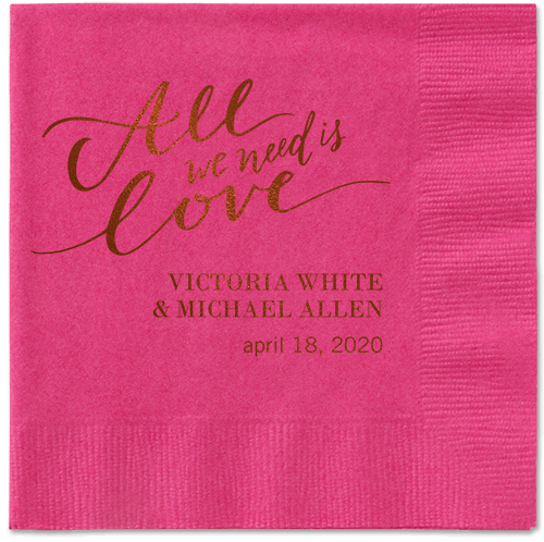 Lovely Scripted Napkins, Brown, Magenta