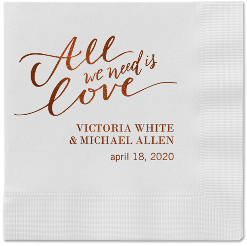 Lovely Scripted Napkins, Brown, White