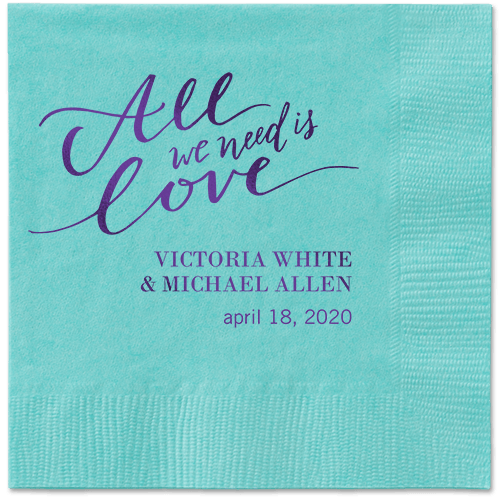 Lovely Scripted Napkins, Purple, Aqua