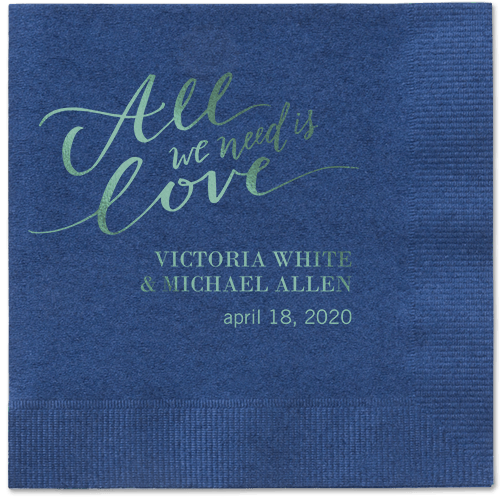 Lovely Scripted Napkins, Green, Navy