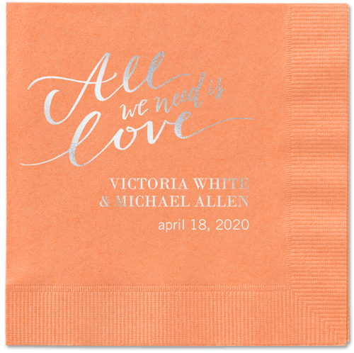 Lovely Scripted Napkins, Grey, Coral