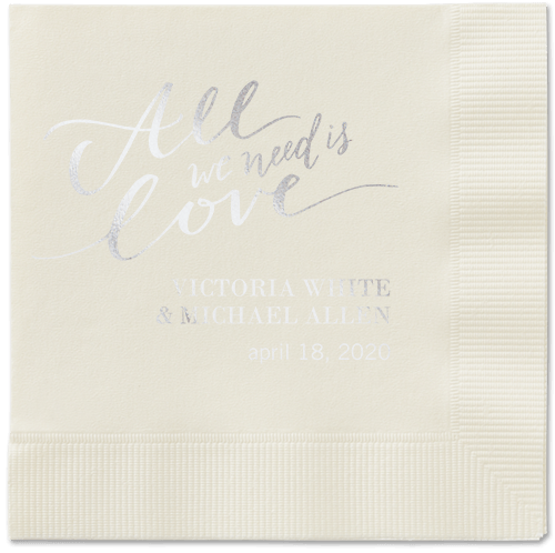 Lovely Scripted Napkins, Grey, Ecru, Silver