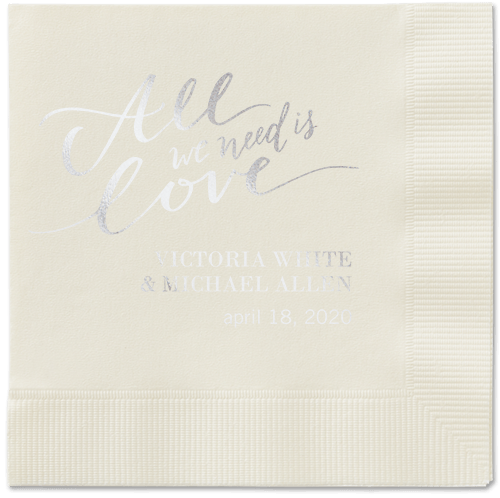 Lovely Scripted Napkins, Grey, Ecru