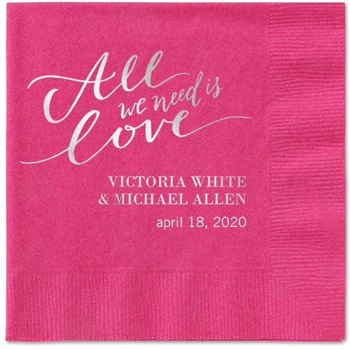 Lovely Scripted Napkins, Grey, Magenta