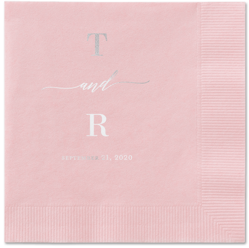 Diamond Blossoms Napkin, Grey, Blush, Silver