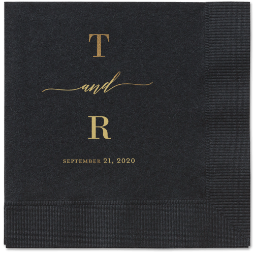 Diamond Blossoms Napkin, Yellow, Black, Gold