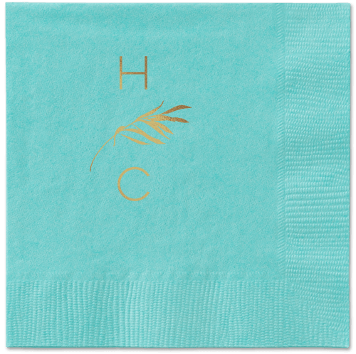 Tropical Herald Napkin, Yellow, Aqua, Gold