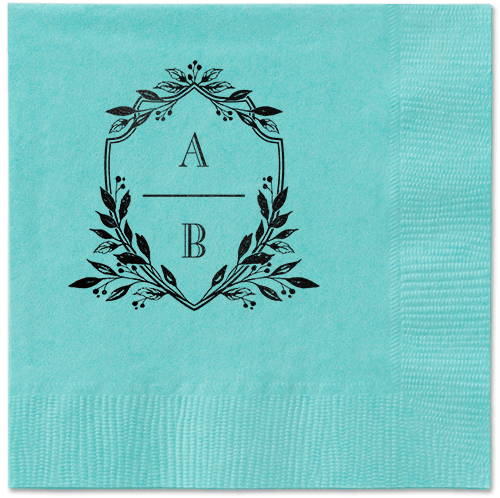 Classic Herald Napkin, Black, Aqua, Black