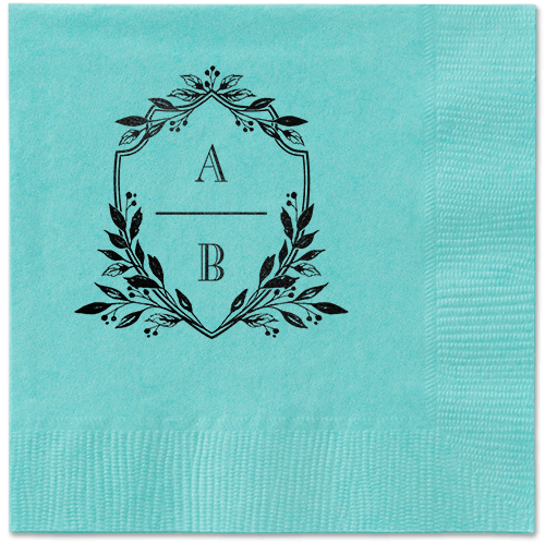 Classic Herald Napkin, Black, Aqua