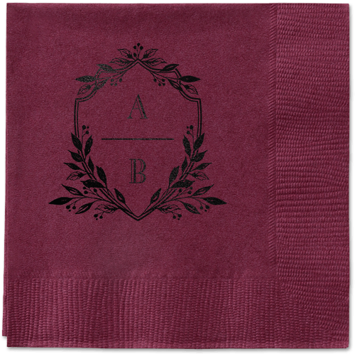 Classic Herald Napkin, Black, Berry
